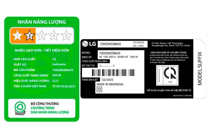 Smart Tivi QNED evo LG AI 4K 100 inch 100QNED86AS